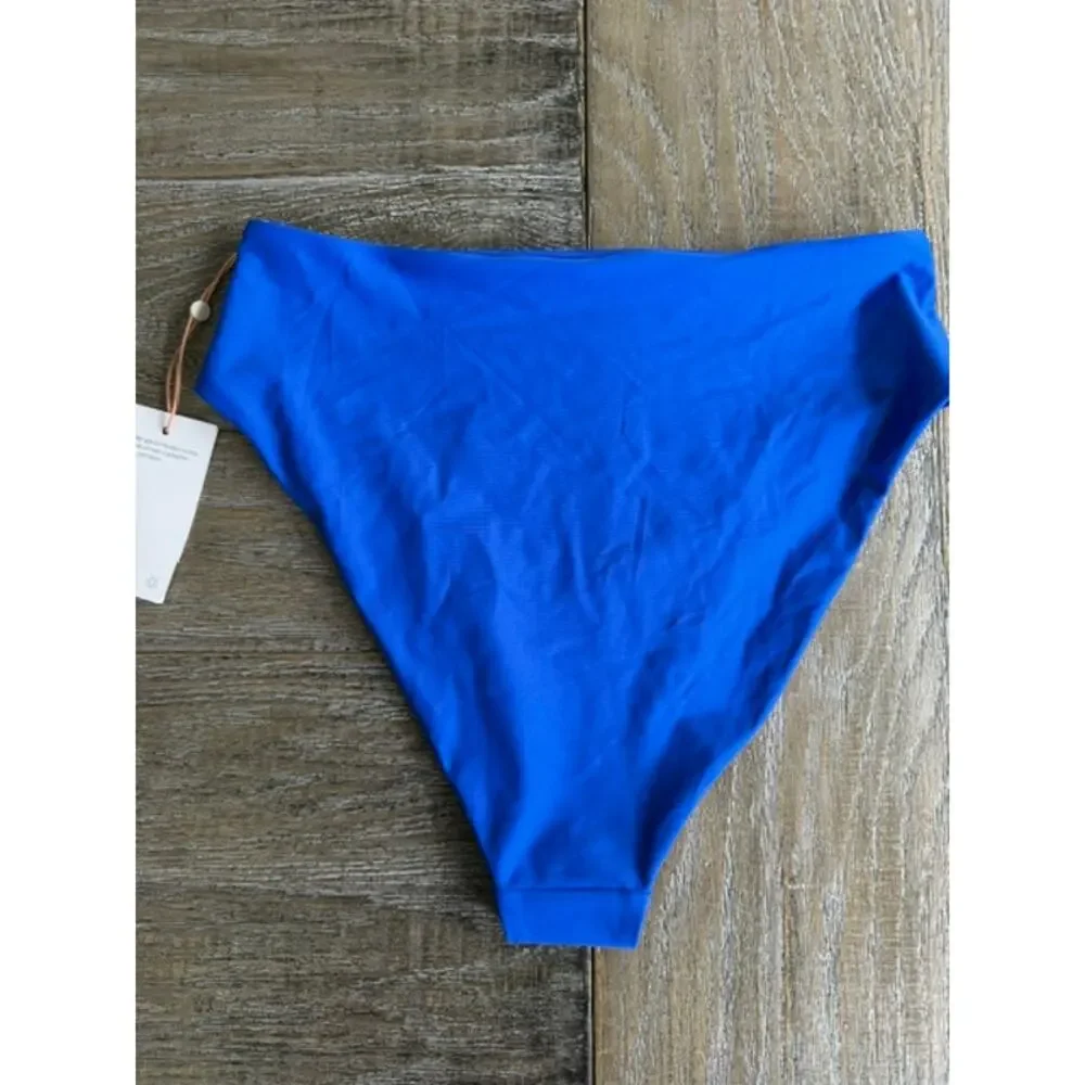 Quince NWT Italian High-Rise High-Leg Bikini Bottom Large Electric Blue